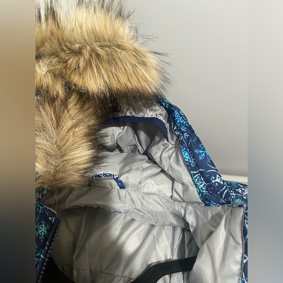 Land’s End 3-6 months Baby Bunting Snowsuit removable faux fur hood * worn once - Picture 3 of 14